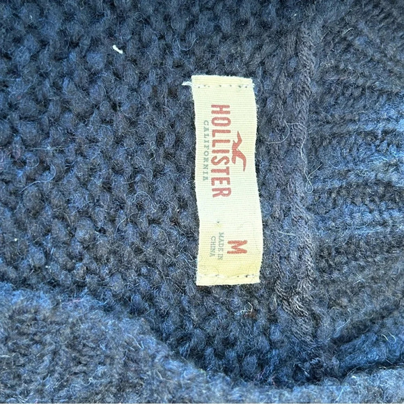 Hollister Open Front Cardigan Wool Blend Sweater In Navy Aztec Pattern Size Med - Picture 4 of 7